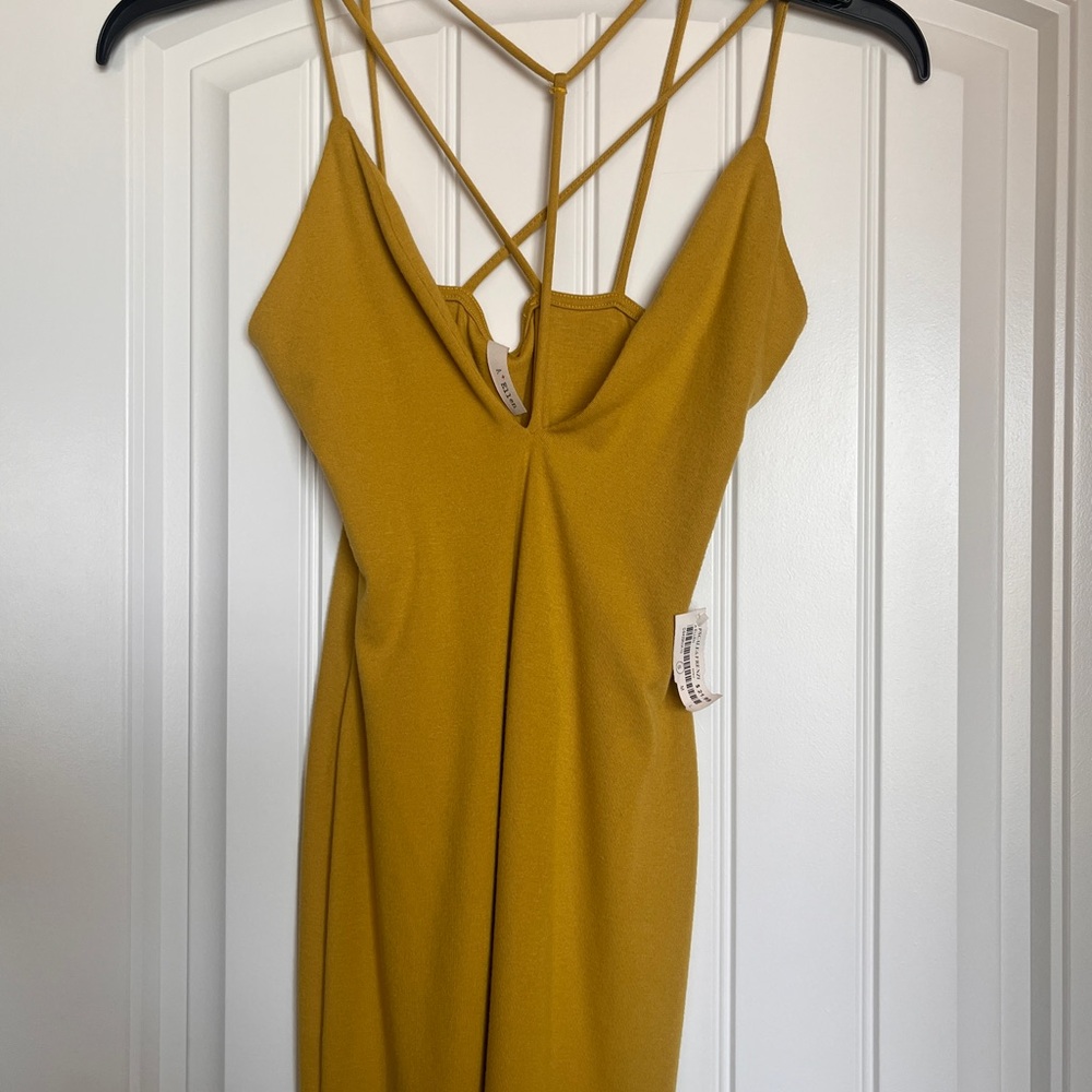 Fitted Mustard Strappy Dress
